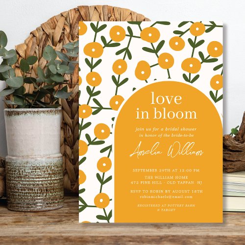 Boho Flowers Love In Bloom Bridal Shower Invitation