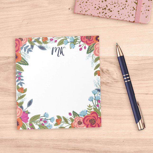 Boho Flowers Monogrammed Notepad (Creator Uploaded)