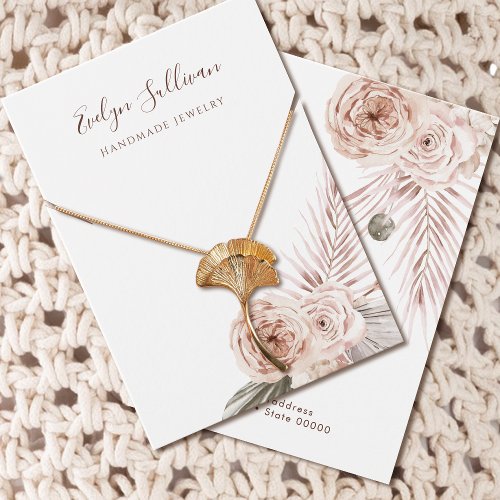 Boho flowers necklace display card