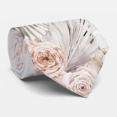 boho flowers pampas grass neck tie (Rolled)