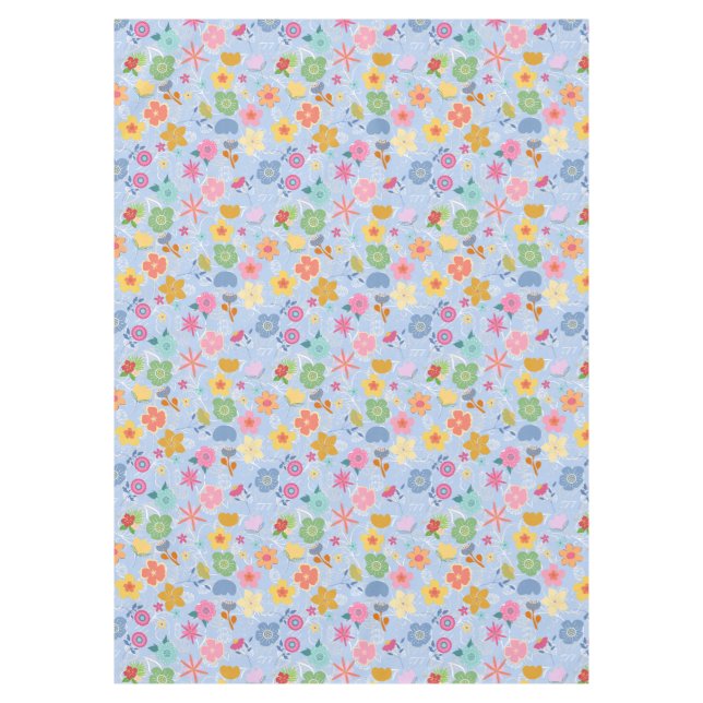 Boho Flowers Pattern B01.w Lblue BG Tablecloth (Front)