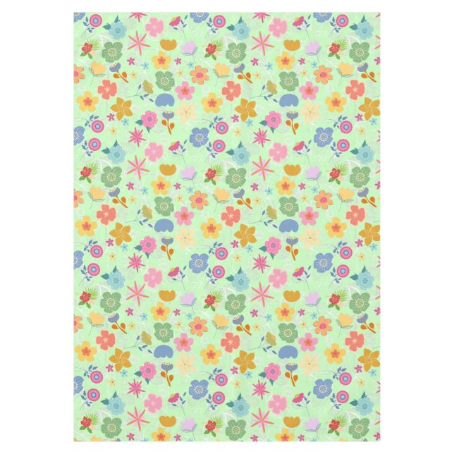 Boho Flowers Pattern B01.w LGreen BG Tablecloth (Front)