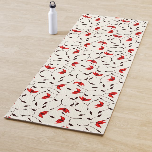 Boho flowers pattern elegant stylish minimalist yoga mat (In Situ)