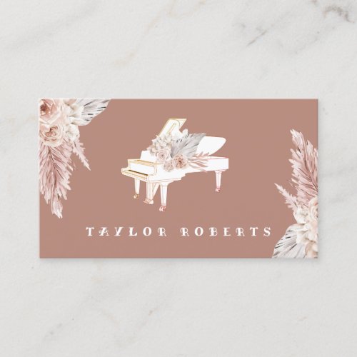 boho flowers pianist business card