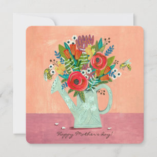 Boho Flowers pink illustration Card