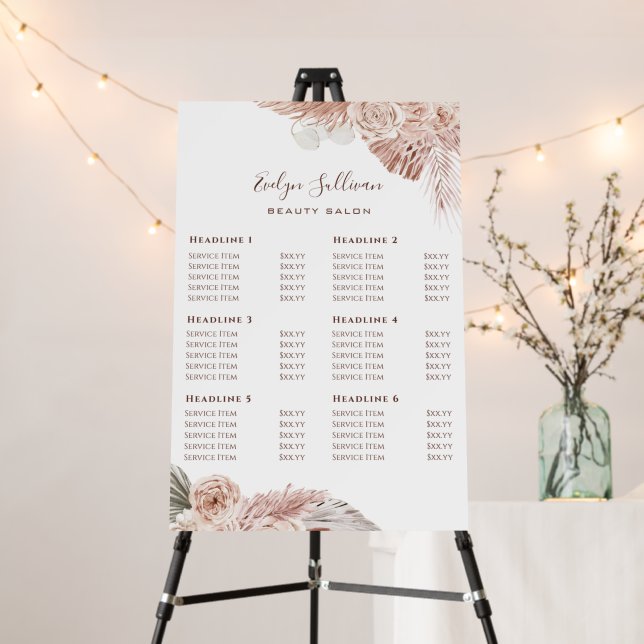 Boho flowers Price List Foam Board (In Situ (Stand))