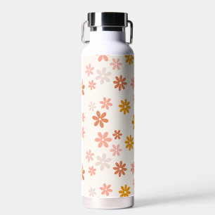 Boho Flowers Retro Summer Floral Pattern Water Bottle