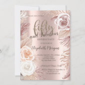Boho Flowers Rose Gold 50th Birthday Party  Invitation (Front)