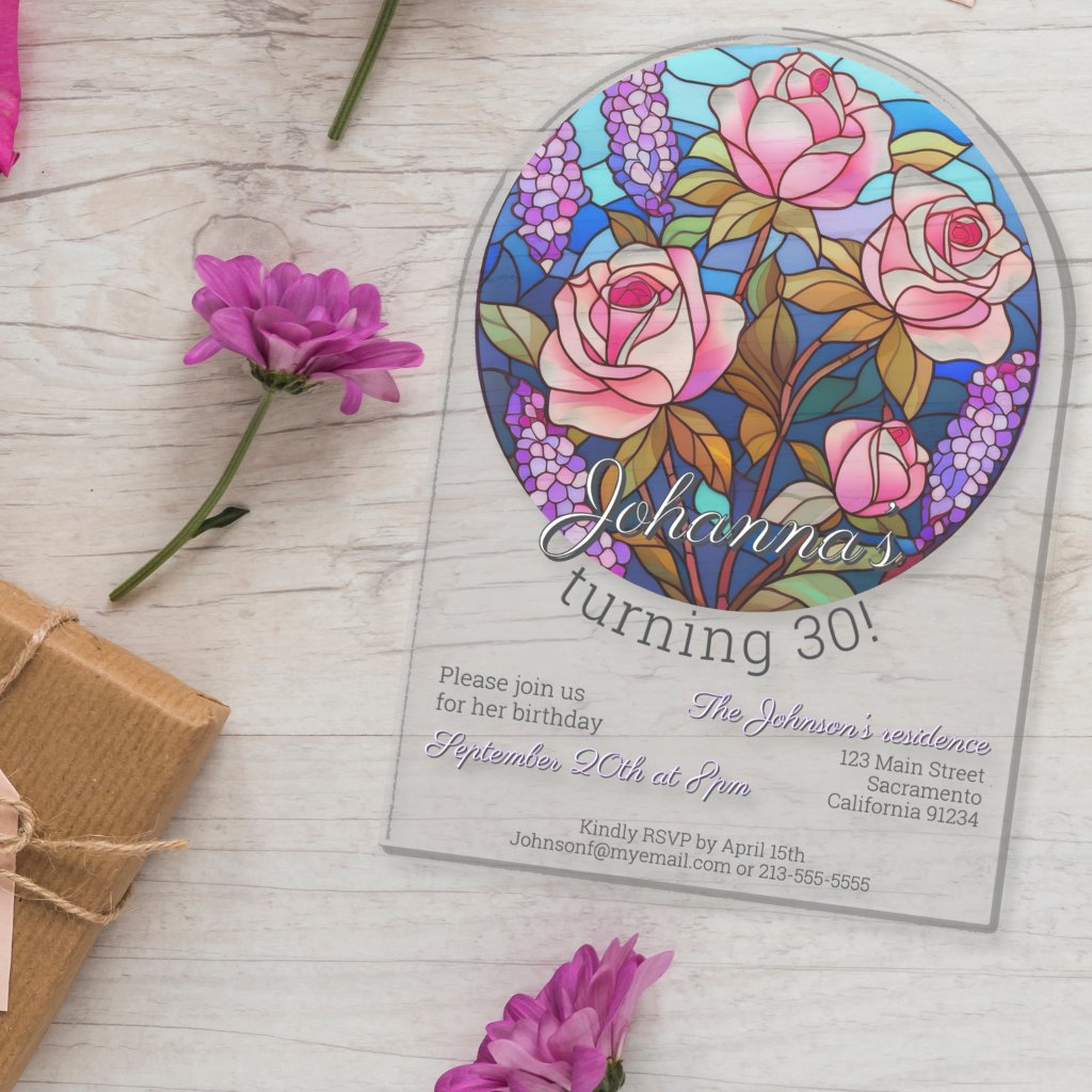 Boho flowers stained glass imitation birthday