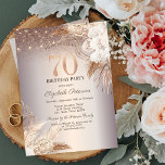 Boho Flowers,String Lights Glitter 70th Birthday Invitation<br><div class="desc">A modern,  chic and glamorous invitation with elegant string lights,  and boho flowers.</div>