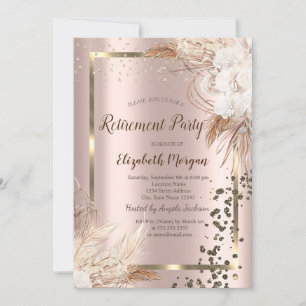 Boho Flowers Terracotta Confetti Retirement Invitation