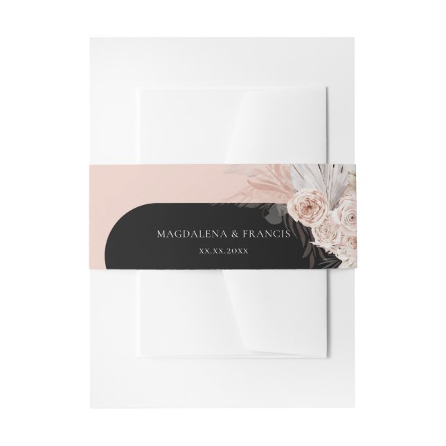 boho flowers wedding  invitation belly band (Front Example)