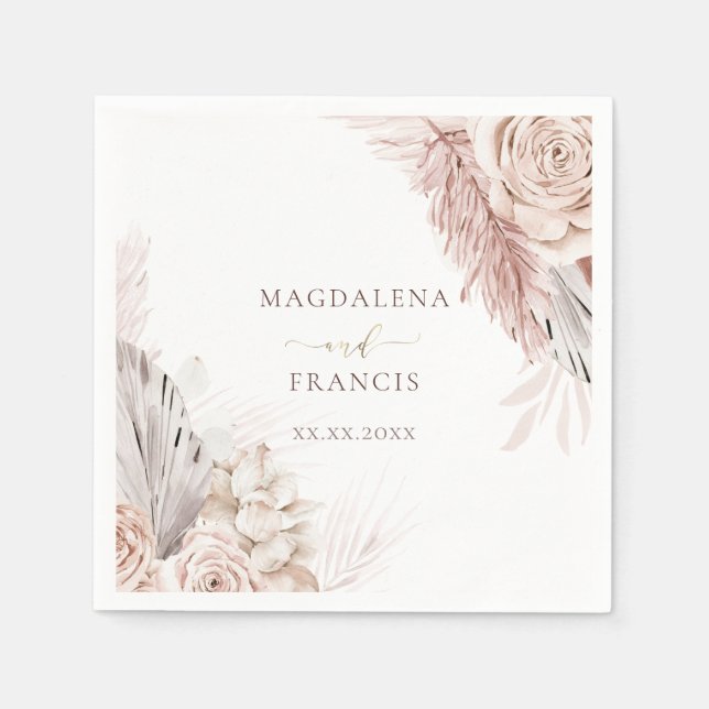 boho flowers wedding napkins (Front)