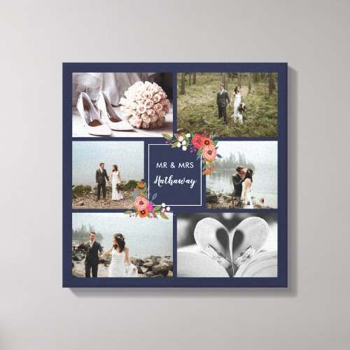 Boho Flowers _ Wedding Photo Collage Canvas Print