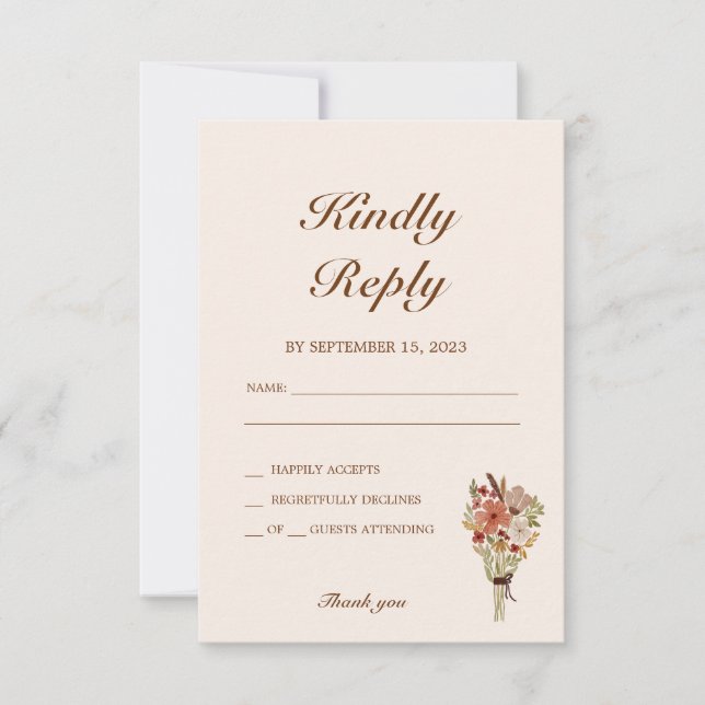 Boho Flowers Wedding  RSVP Card (Front)