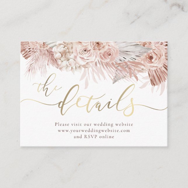 Boho Flowers Wedding Website Enclosure Card (Front)