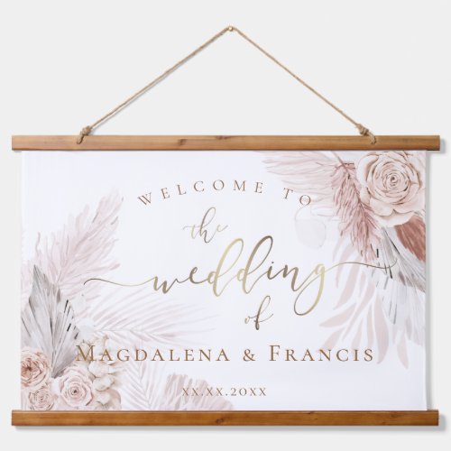 boho flowers wedding welcome hanging tapestry