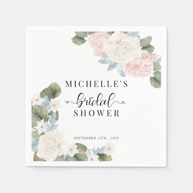 Boho Flowers Winter Bridal Shower  Napkins (Front)