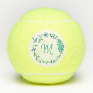 Boho Flowers Wreath Monogram Tennis Balls