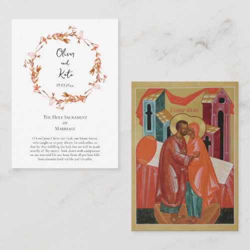Boho Flowers Wreath Orthodox Wedding Prayer Card