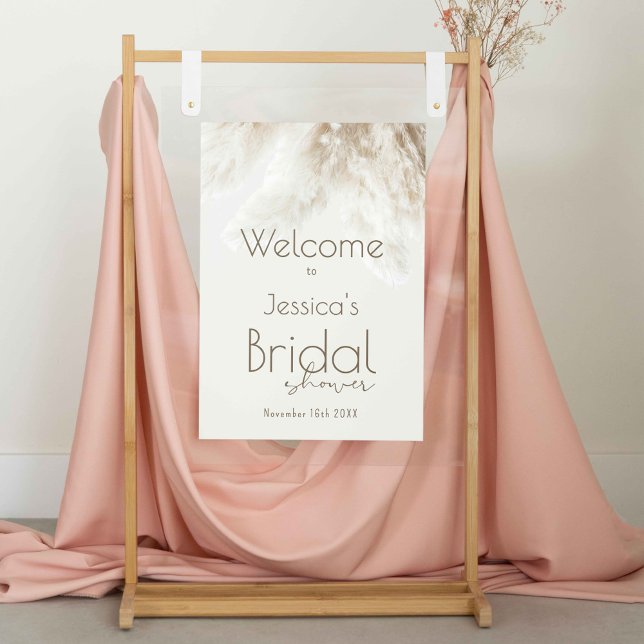 Boho Fluffy Pampas Grass Bridal Shower Welcome Poster (Creator Uploaded)
