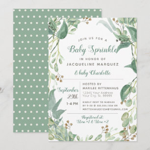 BOHO Foliage Eucalyptus Greenery Baby Sprinkle Invitation