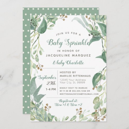 BOHO Foliage Eucalyptus Greenery Baby Sprinkle Invitation
