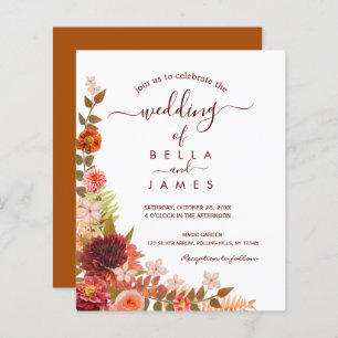  Boho Foliage Floral Terracotta Wedding Invitation