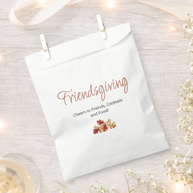 Boho Foliage Friendsgiving Modern Thanksgiving  Favor Bag (Clipped)