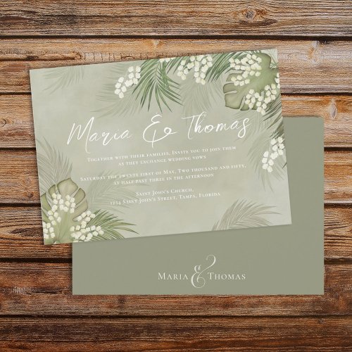 Boho Foliage Watercolor Tropical Palm Leaves  Invitation