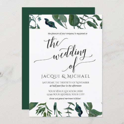 BOHO Foliage Wedding Minimalist Leaf  Square Invitation