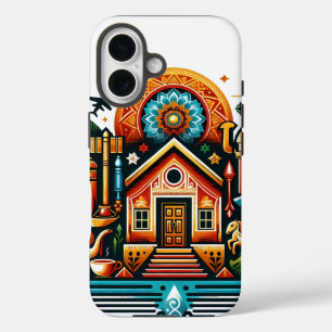 Boho Folk Art Dream Home Illustration for iPhone C 16 Case