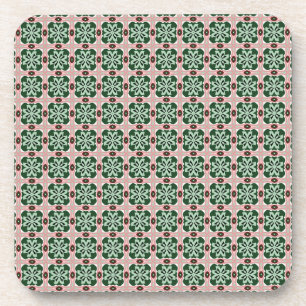 Boho Folk Art Eclectic Retro Christmas Pattern Beverage Coaster