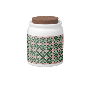 Boho Folk Art Eclectic Retro Christmas Pattern Candy Jar