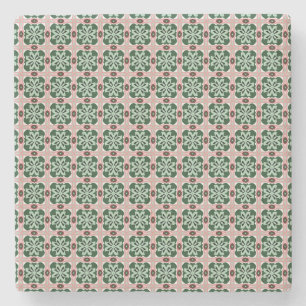 Boho Folk Art Eclectic Retro Christmas Pattern Stone Coaster