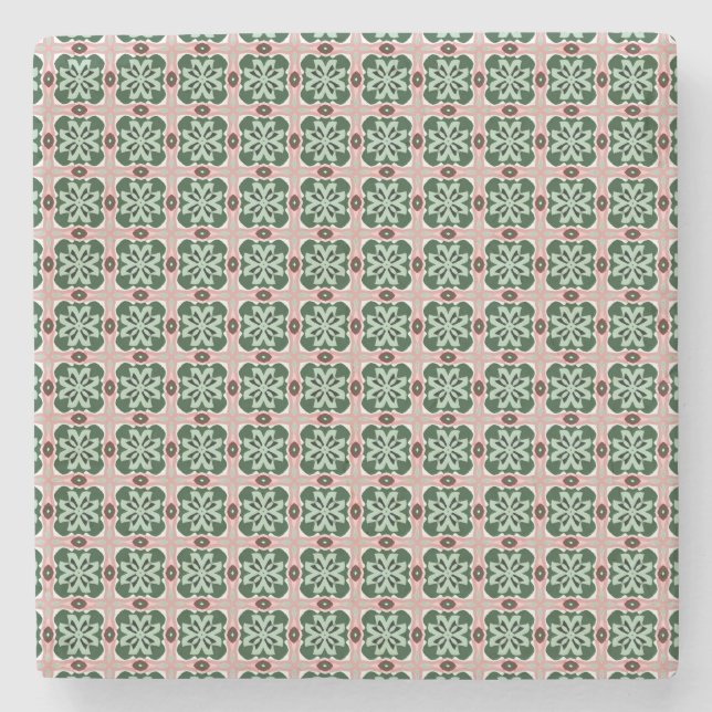 Boho Folk Art Eclectic Retro Christmas Pattern Stone Coaster (Front)