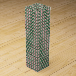 Boho Folk Art Eclectic Retro Christmas Pattern Wine Box
