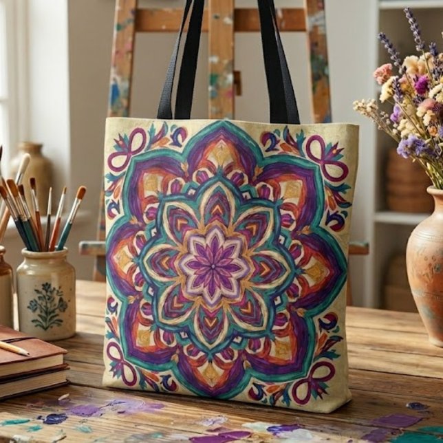 Boho Folk Art Flower Tote Bag (Creator Uploaded)