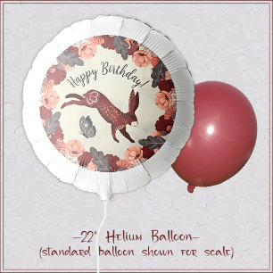 Boho Folk Art Rabbit Butterfly Floral Birthday Balloon