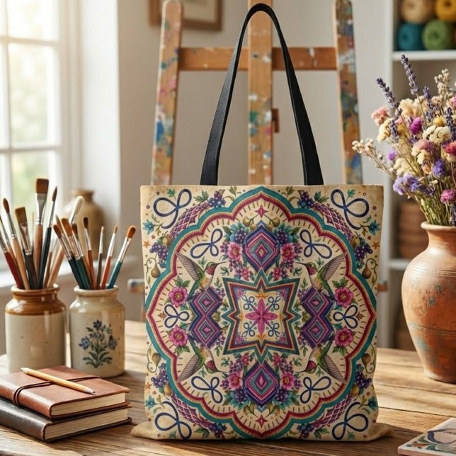 Boho Folk Art  Tote Bag (Creator Uploaded)