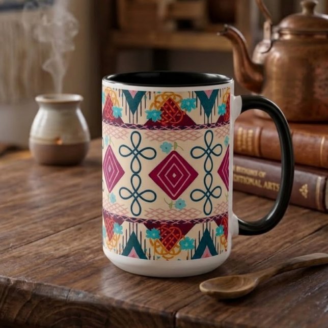 Boho Folk Art  Two-Tone Coffee Mug (Creator Uploaded)