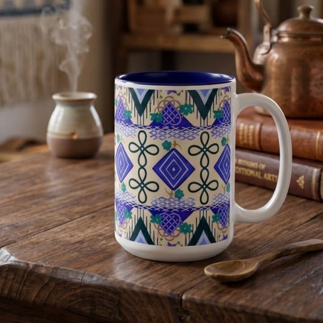 Boho Folk Art Two-Tone Coffee Mug (Creator Uploaded)