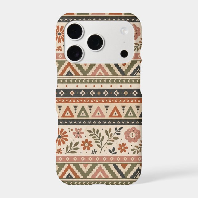 Boho Folk Floral Geometric Seamless Pattern iPhone Case (Back)
