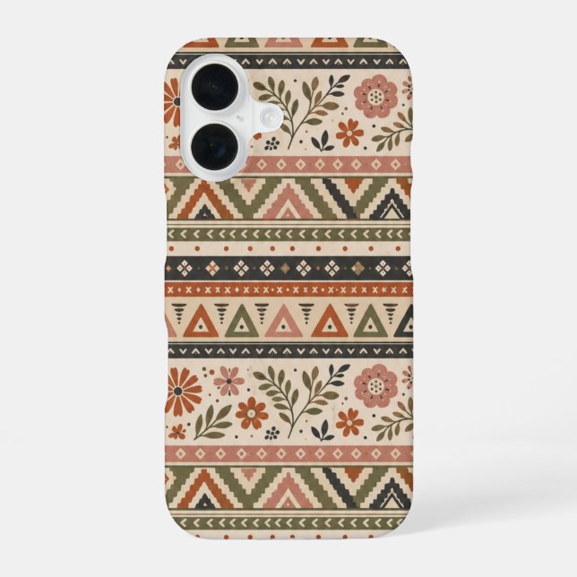 Boho Folk Floral Geometric Seamless Pattern iPhone Case (Back)