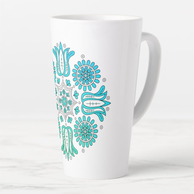 Boho Folk Latte Mug (Right Angle)