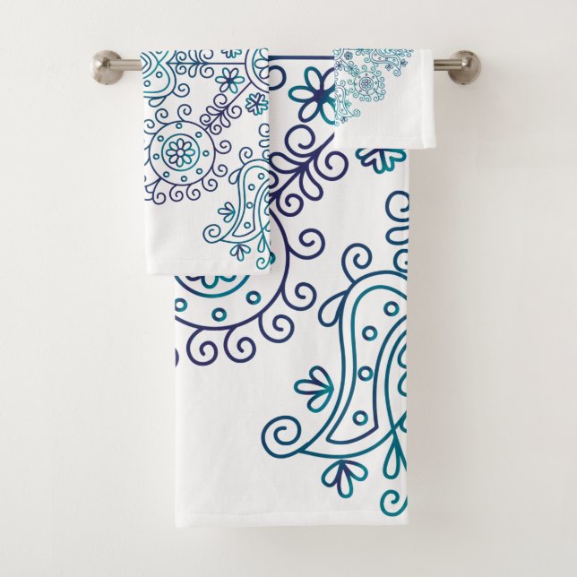 Boho Folk Pattern Bath Towel Set (Insitu)