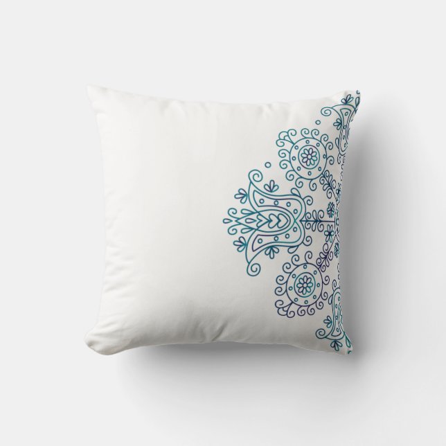 Boho Folk Pattern Throw Pillow (Front)