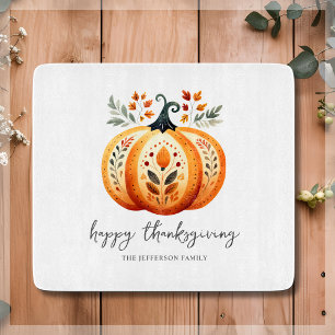 Boho Folk Pumpkin Thanksgiving Cutting Board