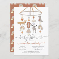 Boho Forest Animals Mobile Baby Shower Invitation