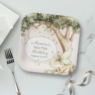 Boho Forest Fairy First Birthday  Paper Plates